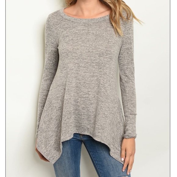 Grey Handkerchief Hem Tunic Top - Picture 7 of 8